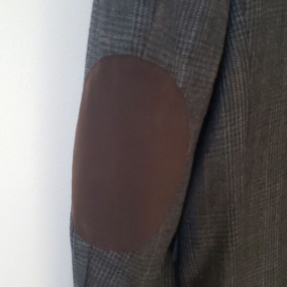 Jos. A. Bank 1905 Blazer Mens 46L Wool Charcoal Harris Tweed Elbow Patches - Picture 4 of 6